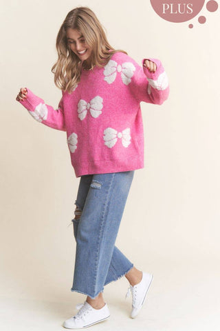 Soft Knit Big Bow Design Sweater Top