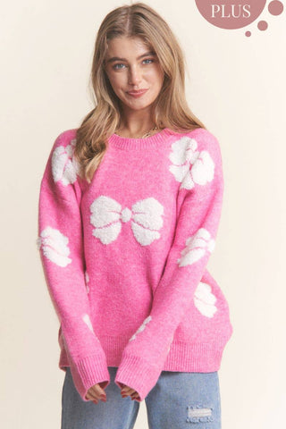 Soft Knit Big Bow Design Sweater Top