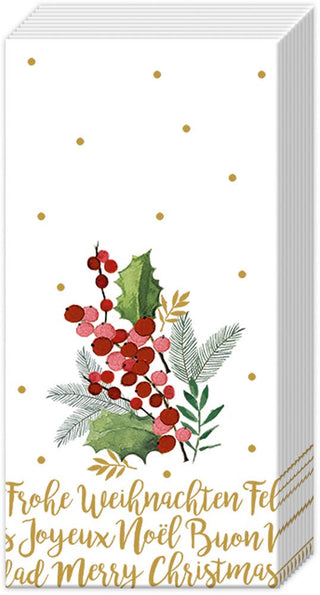 Pocket Tissues Pack of 10 Merry Christmas Cream