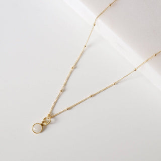 Tiny moonstone Gem on 14K Gold Fill Necklace (Cira): 16" Cable chain / Garnet