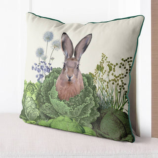 Cabbage Patch 1, Rabbit Easter Spring Throw Pillow: 18x18inch / Indoor - Cotton/Linen Mix