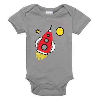 Rocket Ship Space To The Moon Travel Organic Baby Bodysuit