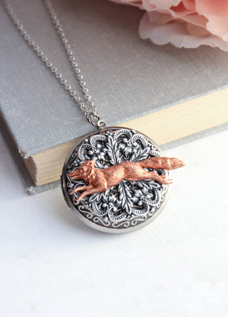 Big Fox Locket: All Antiqued Brass