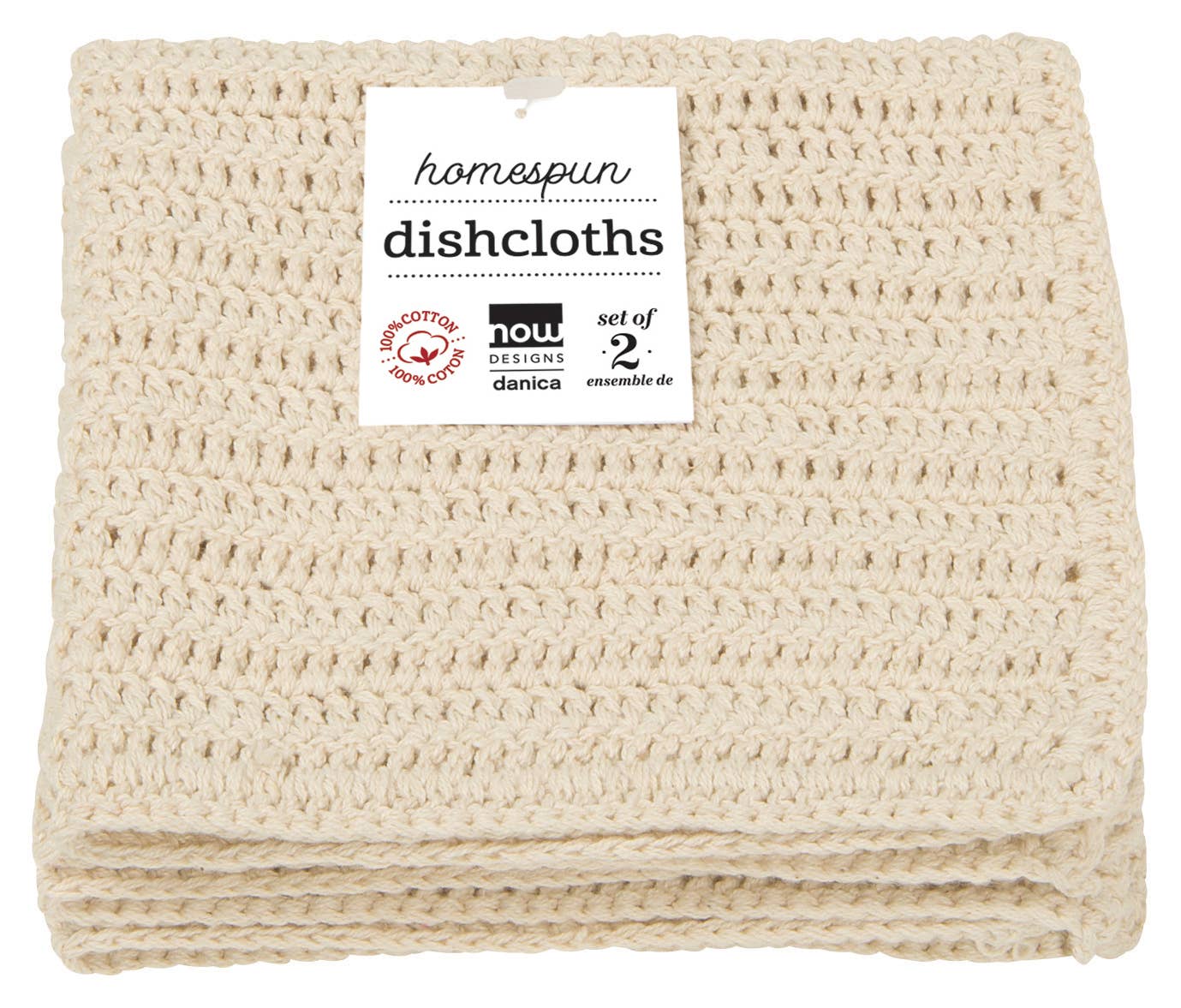 Homespun Natural Crocheted Dishcloths Set of 2