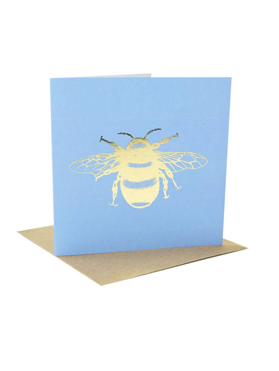 Bee Free Bluebell Gold Foiled Bee Greetings Card