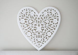 White Wooden Heart Panel 75x75cm