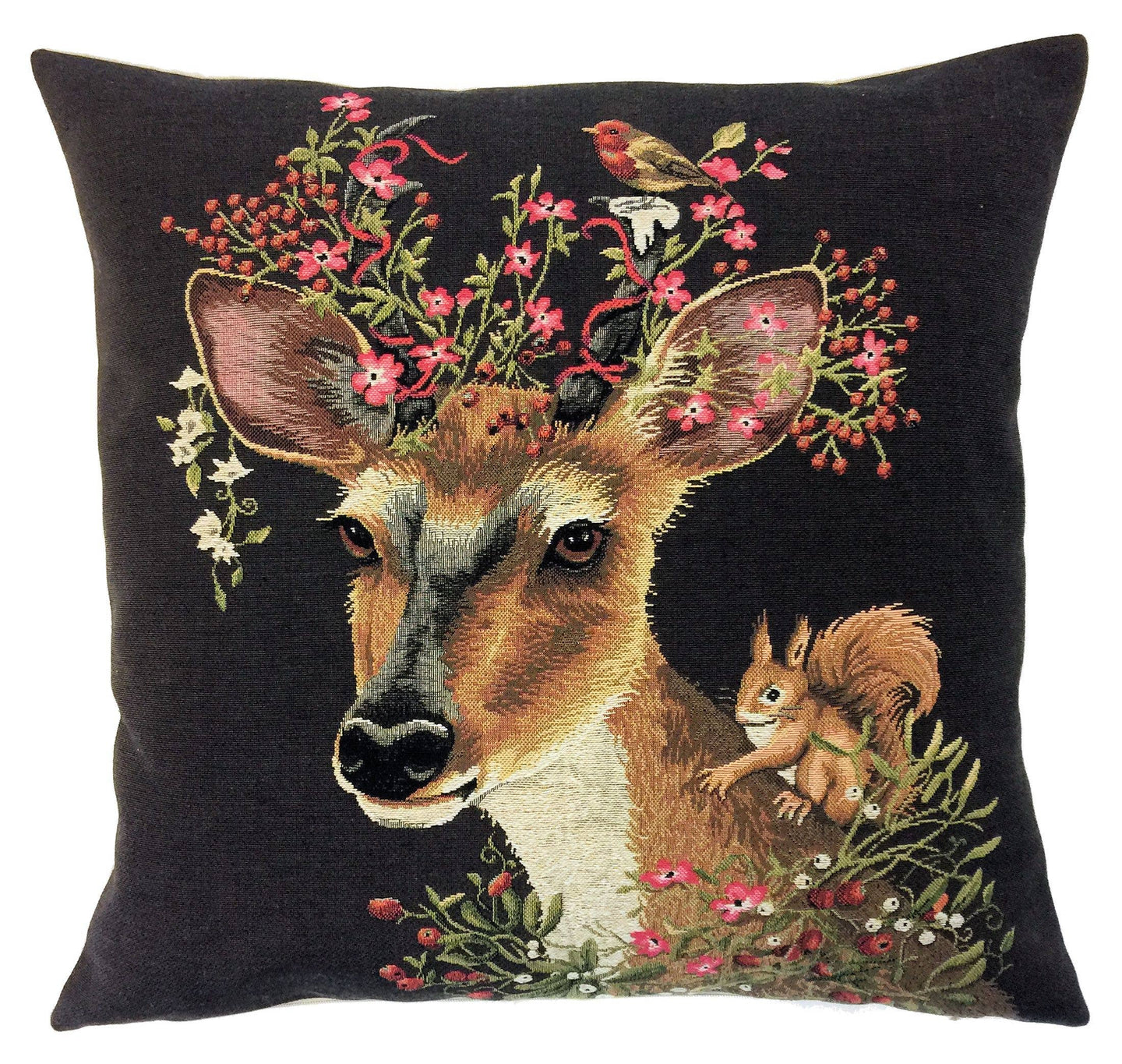 Decorative Pillow Cover - Deer with Chipmunk