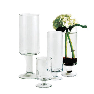 3.5" Top | Linear Glass Vases With Stem, Clear