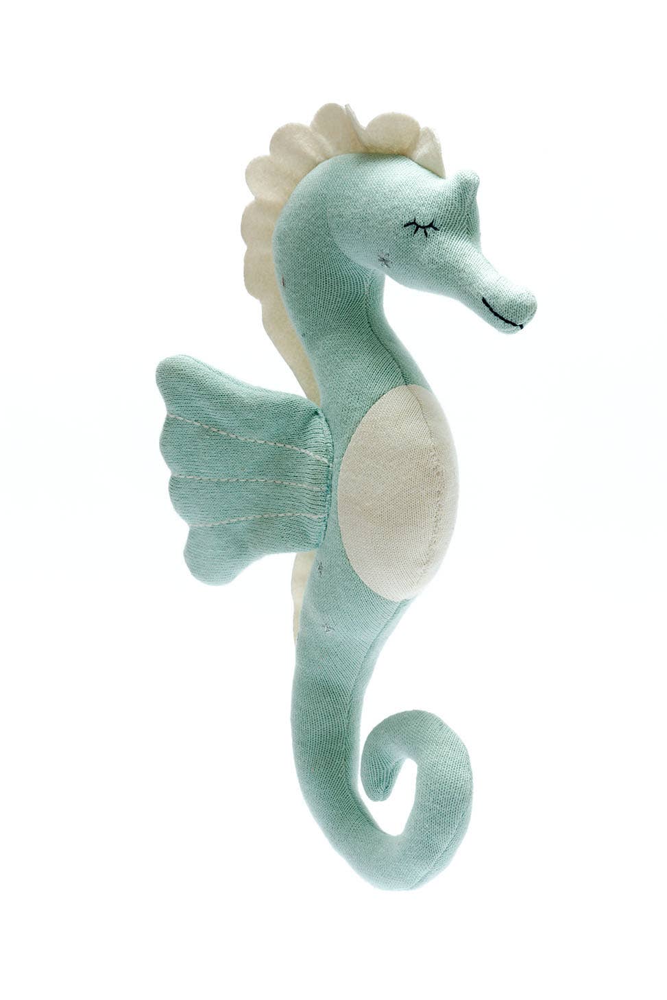 Tactile Knitted Organic Cotton Sea Green Seahorse Plush Toy