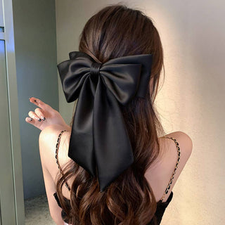 SS38 silk large hair clip bow in Black