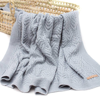 Baby Blanket | Knitted FAN | Blue